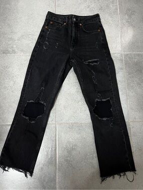 Topshop Black Distressed Relaxed Jeans